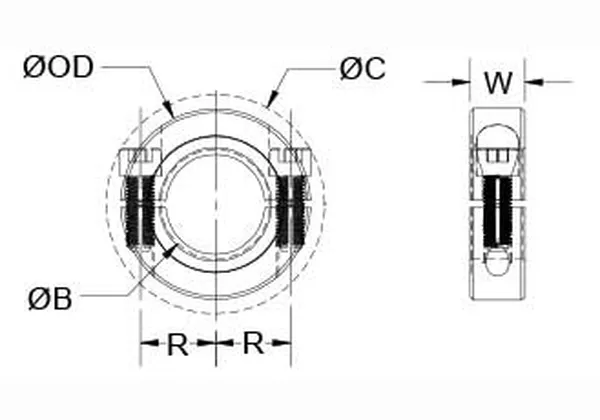 Two Piece Threaded Shaft Collars (Shaft Clamps) Inch Series