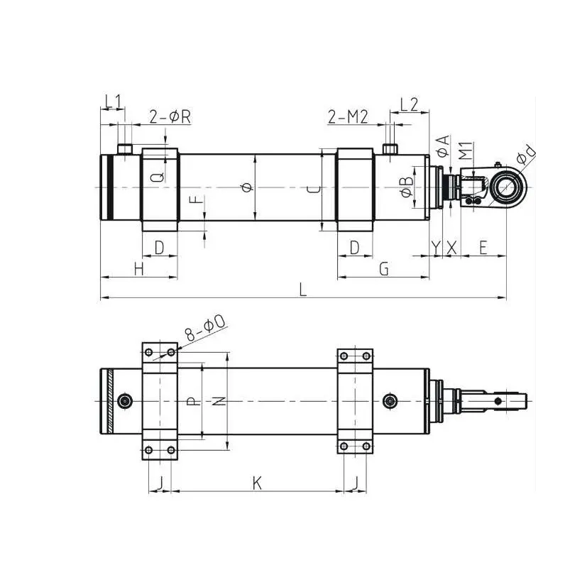 Foot Joint Two Stage Telescopic Hydraulic Cylinder