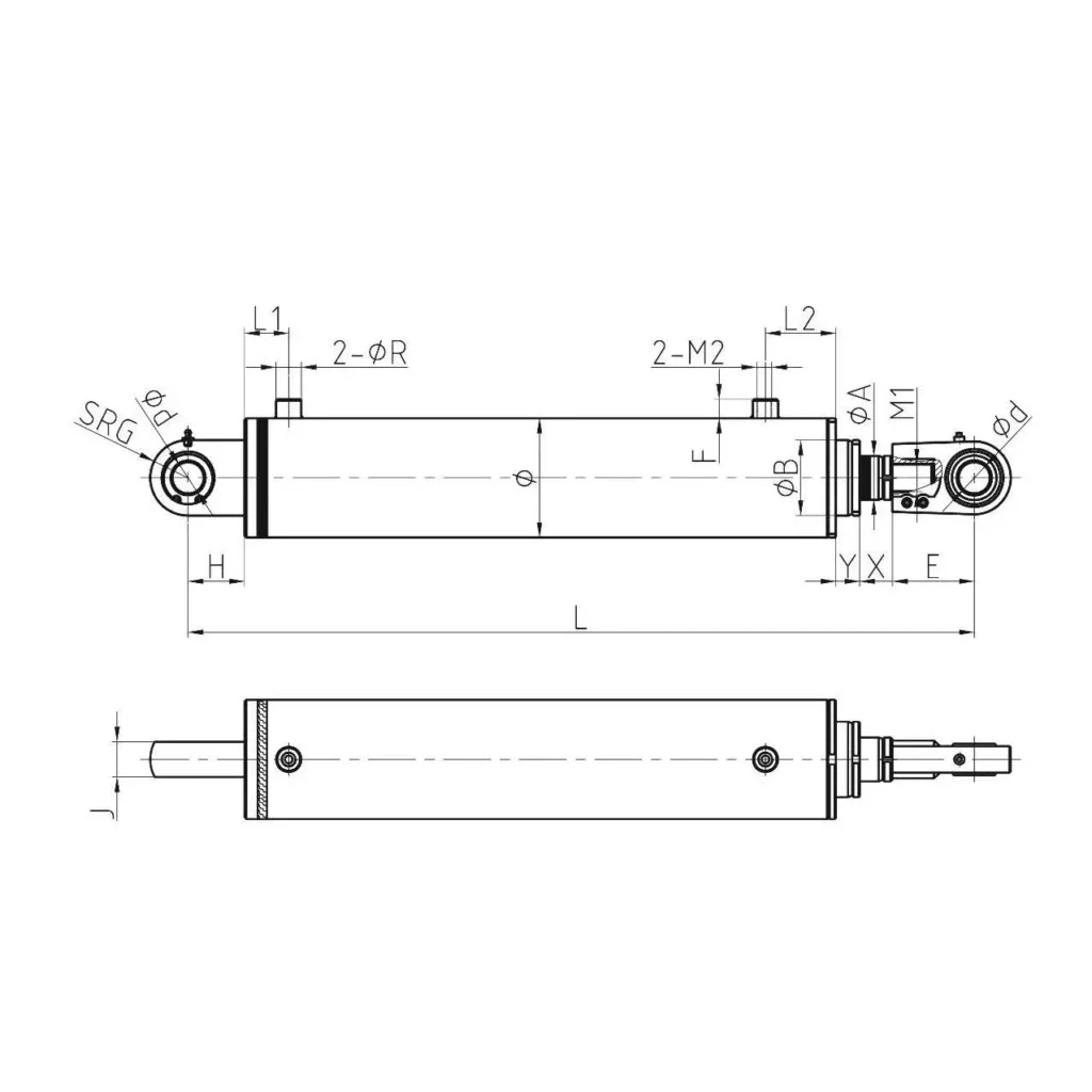 Earring Joint Two Stage Telescopic Hydraulic Cylinder