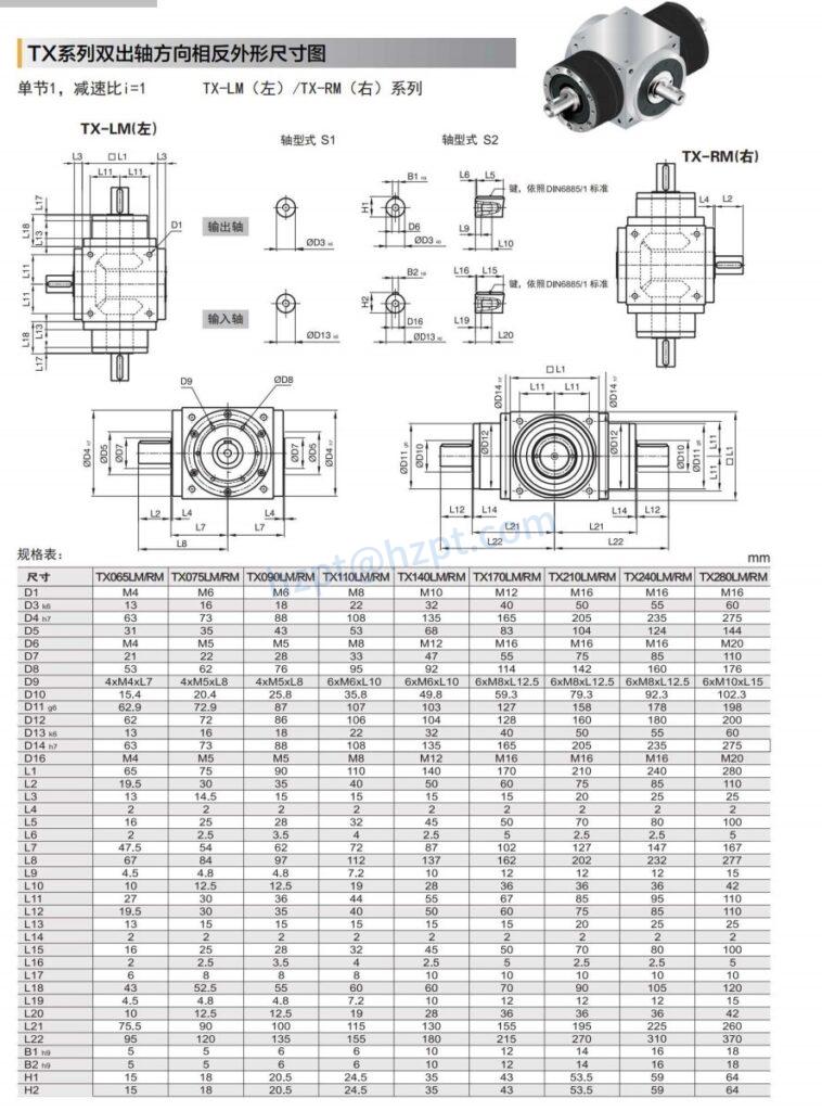 TX series Double Axles Right Angle Reducer