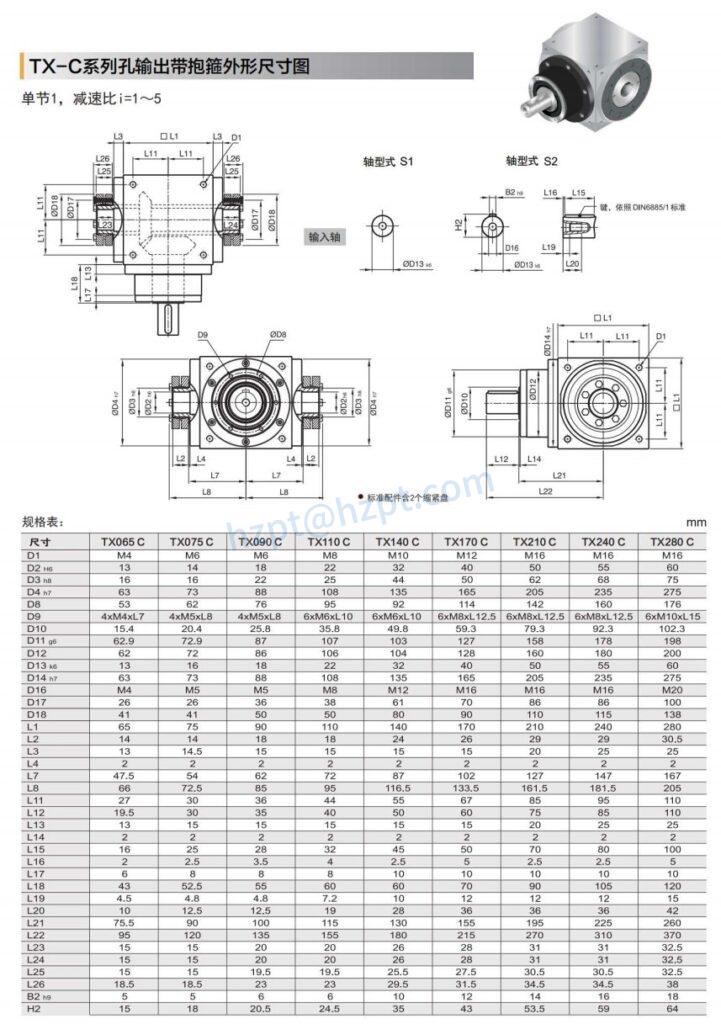 TX-C series Bore Output with Hoop Right Angle Reducer
