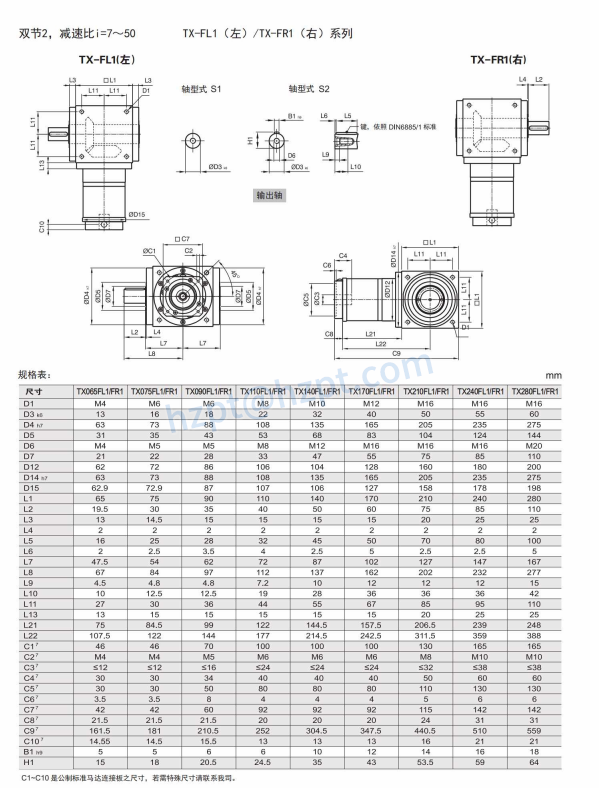 TX-F Series Single Output Shaft Right Angle Reducer