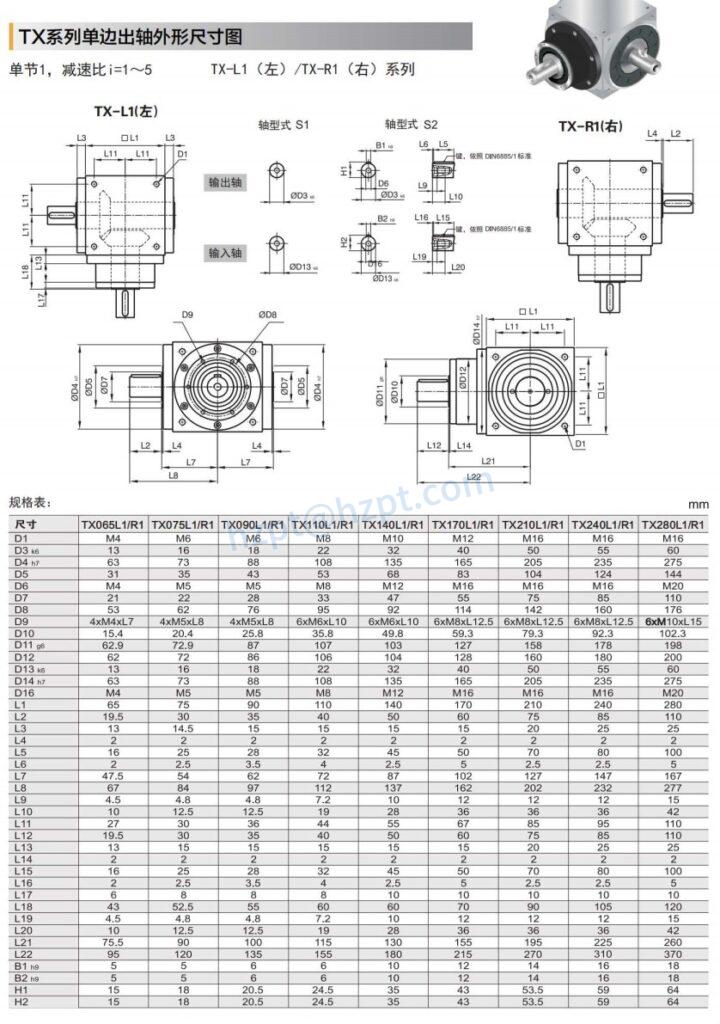 TX series Unilateral Exit Shaft Right Angle Reducer
