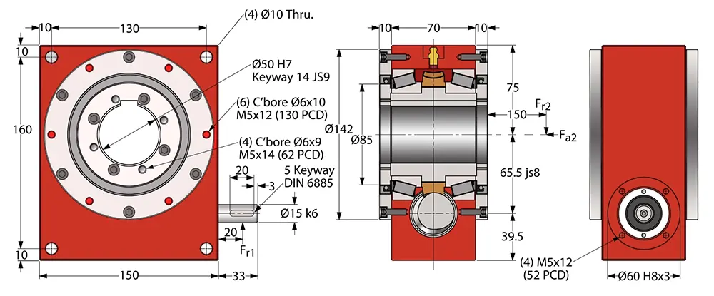 Worm Gearbox for Industrial Robotics, Solar Energy, Military Industry, VRV030 Replacement of Ondrives & Rino P80