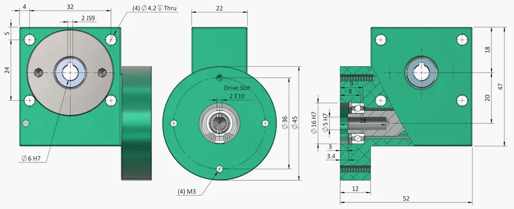 Worm Gearbox for Industrial Robotics, Solar Energy, Military Industry, VRV030 Replacement of Ondrives & Rino PF20