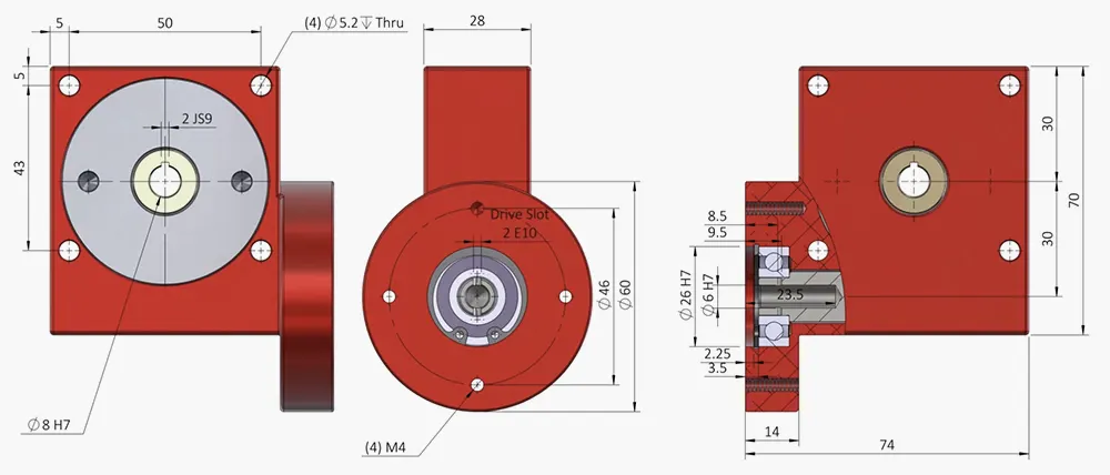 Worm Gearbox for Industrial Robotics, Solar Energy, Military Industry, VRV030 Replacement of Ondrives & Rino PF30