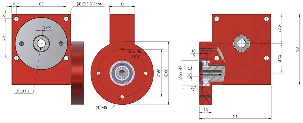 Worm Gearbox for Industrial Robotics, Solar Energy, Military Industry, VRV030 Replacement of Ondrives & Rino PF40