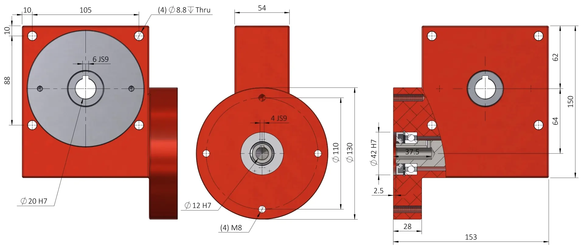 Worm Gearbox for Industrial Robotics, Solar Energy, Military Industry, VRV030 Replacement of Ondrives & Rino PF60