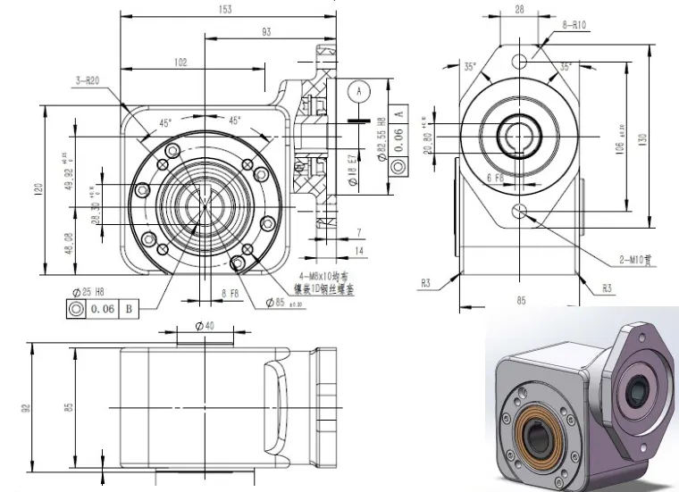 VRV050 Worm Gear Reducer for Radar Equipment