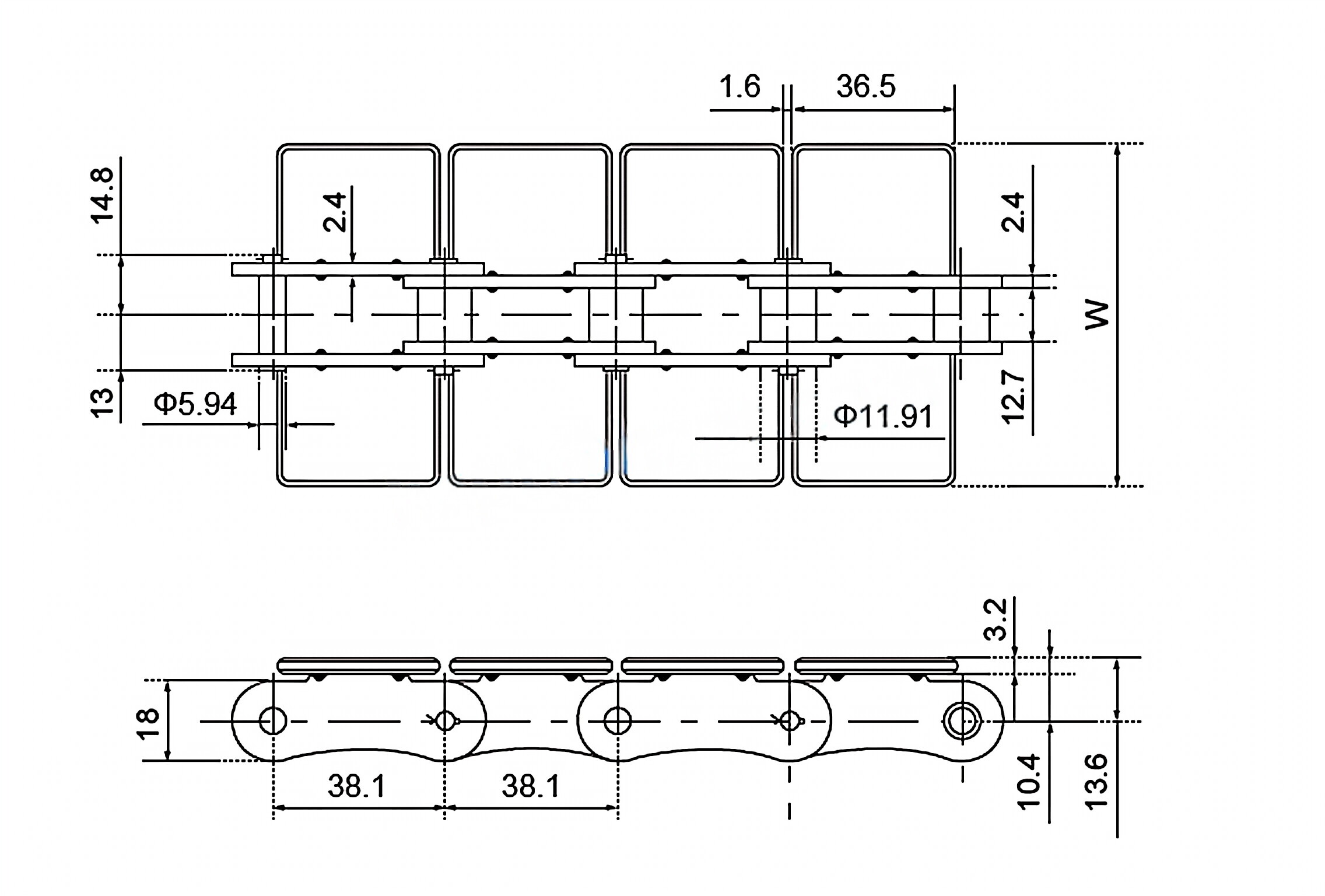 TPW Welded Plate Top Chains
