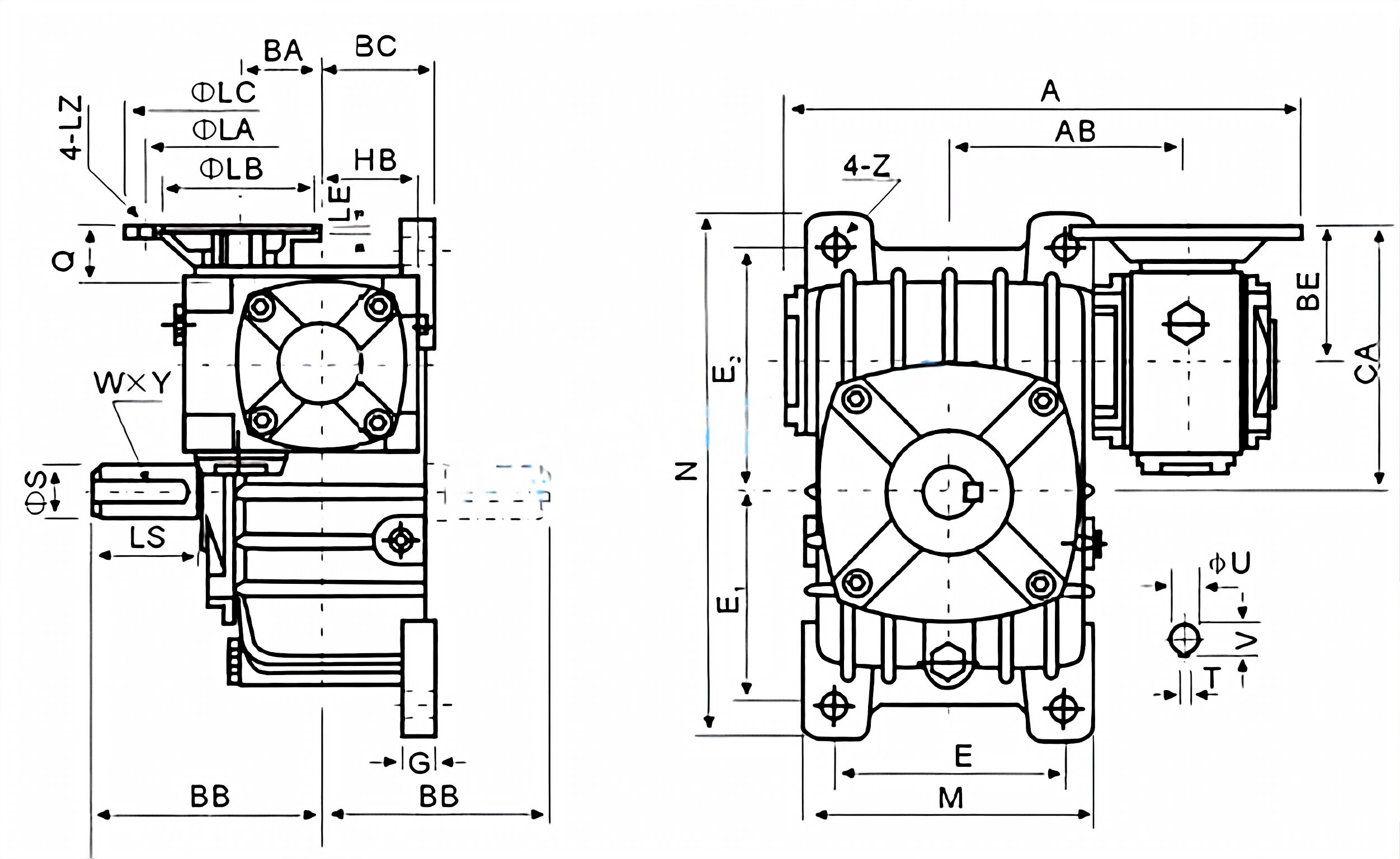 WPEDX Series Double Stage Worm Gearboxes