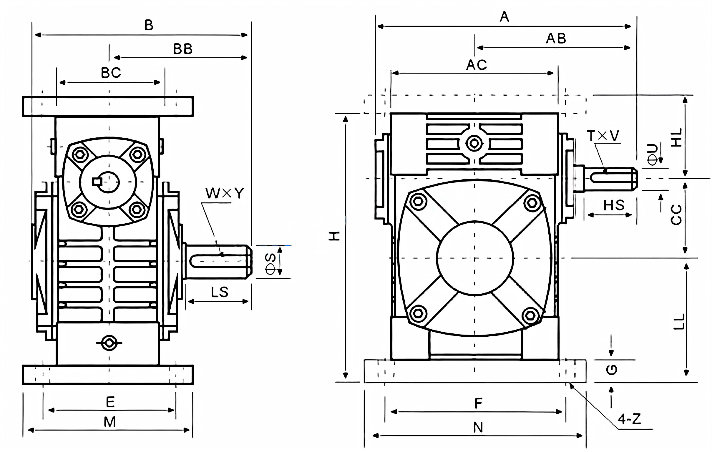 WPWA Series Universal Speed Worm Gearboxes
