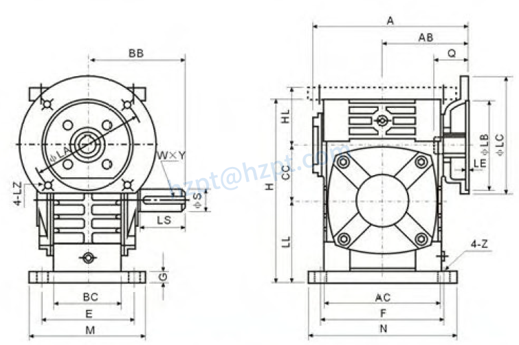 WPWDA Series Universal Speed Worm Gearboxes