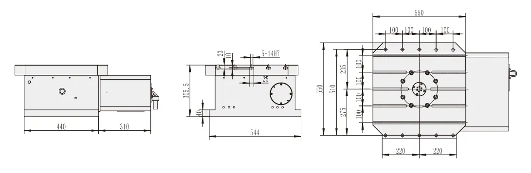 WT-H550 5 Axis 550mm Indexing Table for CNC Machine Rotary Table