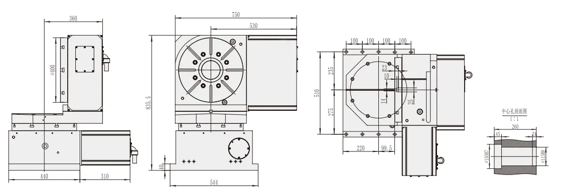 WT5S-H400 Water-Resistance 400mm CNC Machine 5 Axis Rotary Table