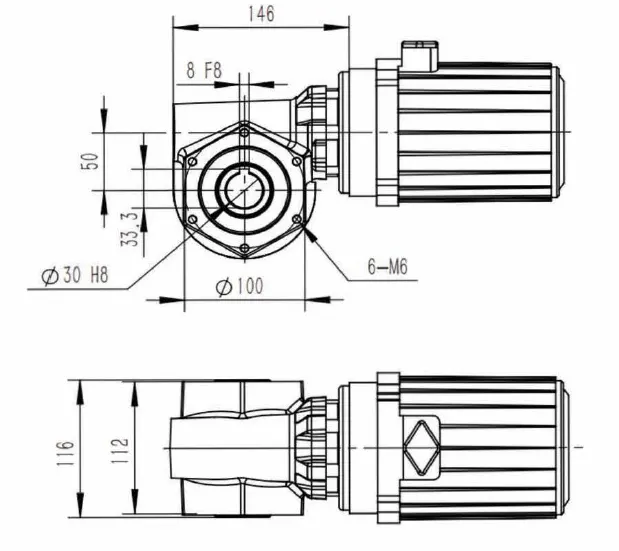 XRV050 Worm Gear Reducer for Water-related Environments