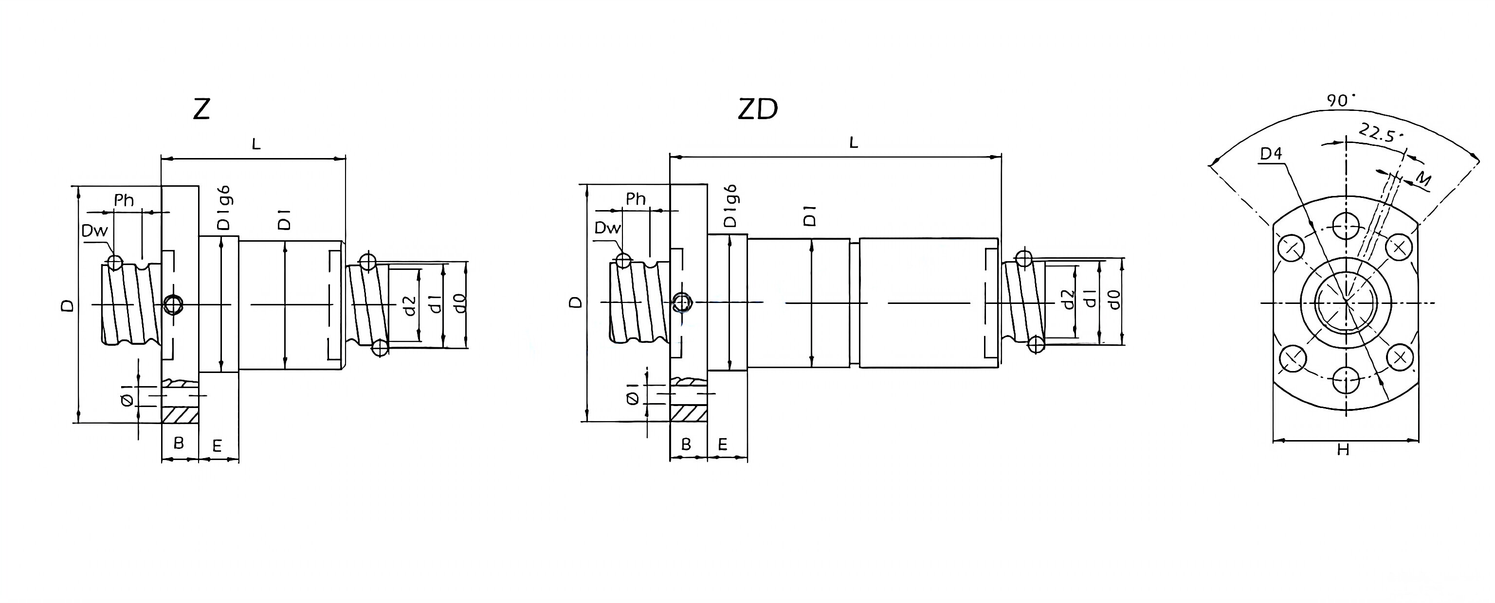 Z.ZD Rolled Series Ball Screws (Single or Double Nuts)