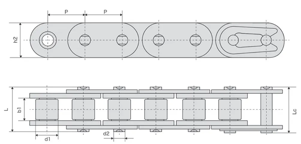 C08BSS-1 Simplex Stainless Steel Roller Chain with Straight Side Plates